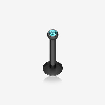 Colorline Gem Ball Internally Threaded Labret-Black/Teal